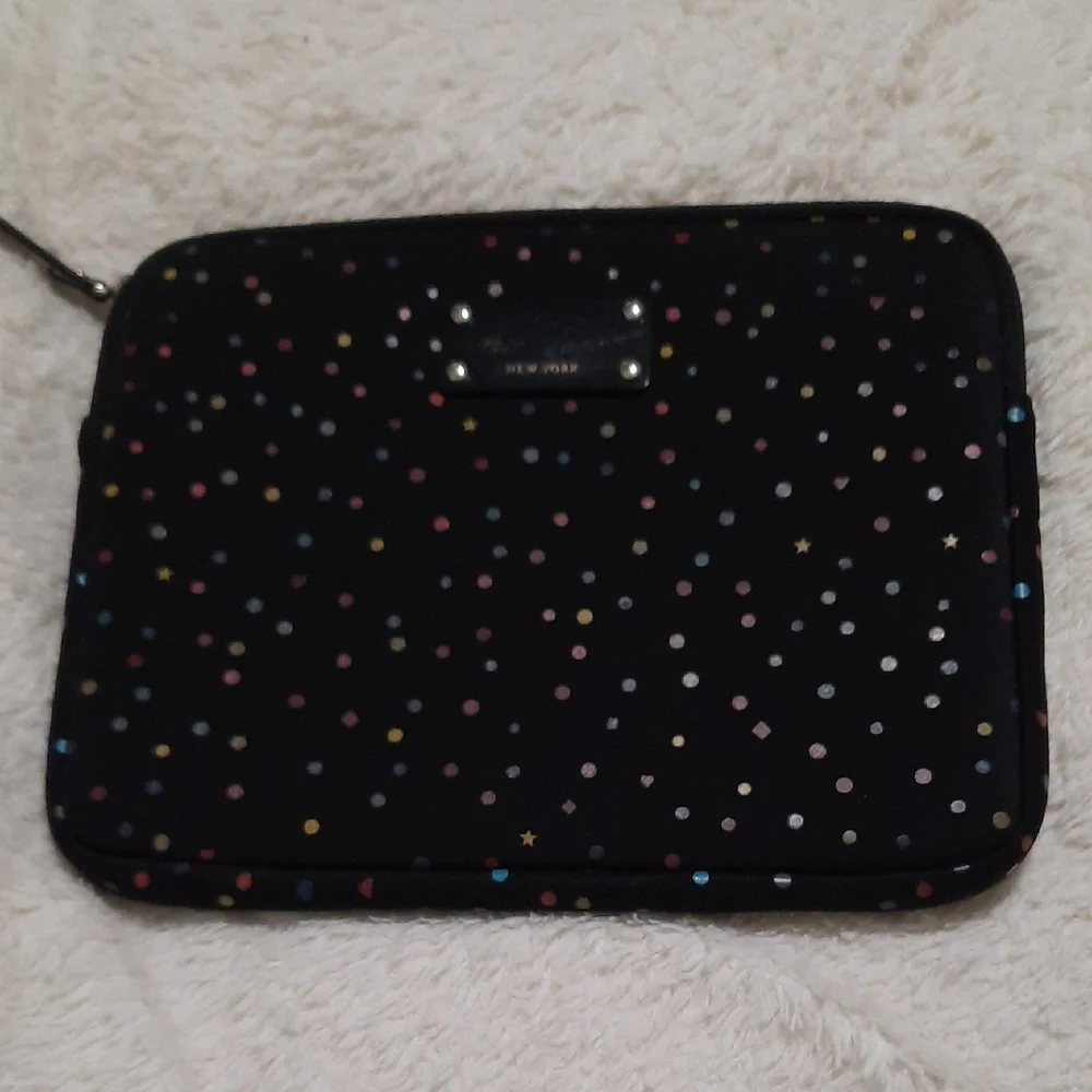 Kate Spade Black Tablet Sleeve with Polka Dot Design